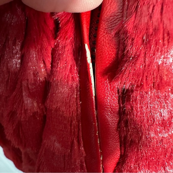 Adrienne Landau red faux fur 2X coat, snakeskin pattern, fall, autumn - Picture 7 of 13